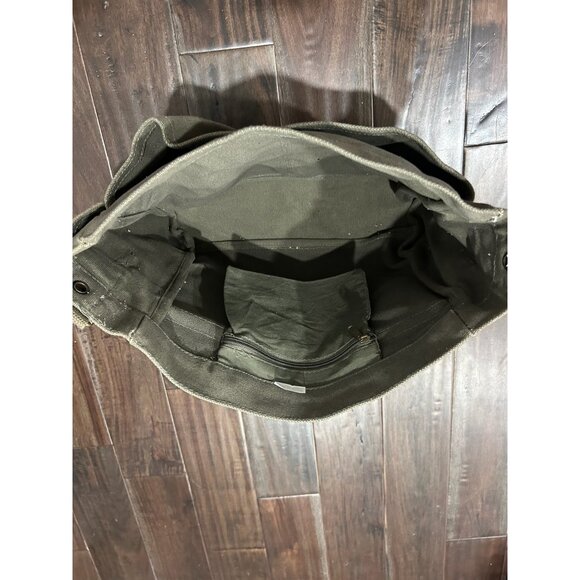 Heavy Duty Canvas Shoulder Messenger Bag Cotton Storage Green Adjustable Strap - Picture 5 of 11